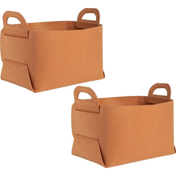 SOGA 2X Large Coffee Foldable Felt Storage Portable Collapsible Bag Home Office Foldable Organiser with Carry Handles