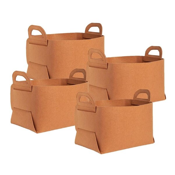 SOGA 4X Small Coffee Foldable Felt Storage Portable Collapsible Bag Home Office Foldable Organiser with Carry Handles