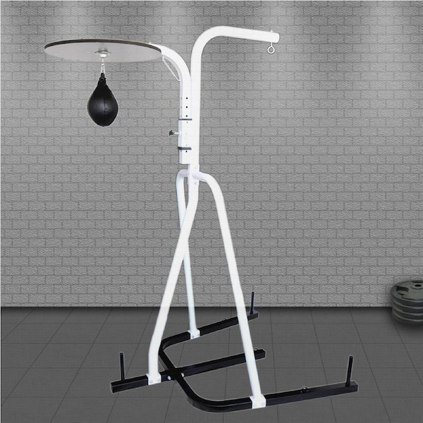 2 Way Boxing Bag Stand - Heavy Duty Punching Bag Rack Station + Speed Ball