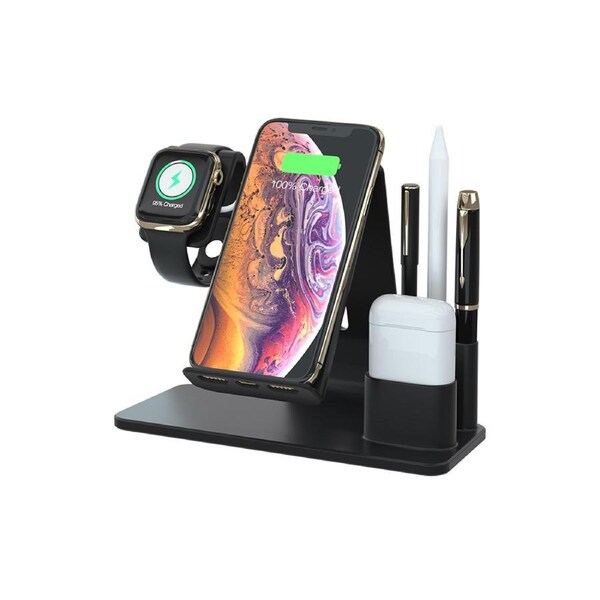 Three-in-One Charging Dock with Wireless Charging and pen holder for iPhone