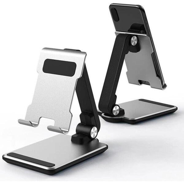 Folding Aluminum alloy Desktop Phone Holder for iPhone or iPad-Sliver
