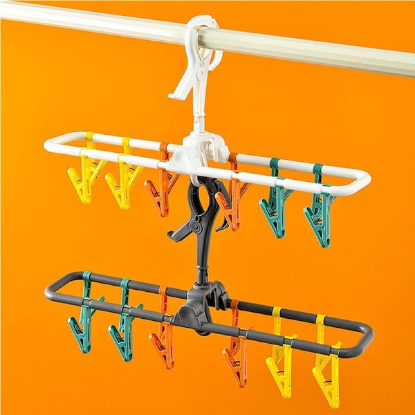 2Pcs Multifunctional Hanger Drying Clip Windproof Hanger Socks Underwear Clip