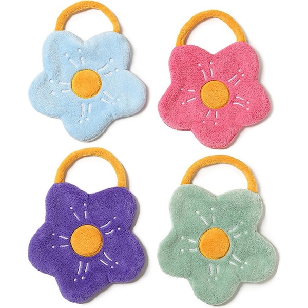4Pcs Coral Velvet Flower Hand Towel Kitchen Bathroom Absorbent Towel