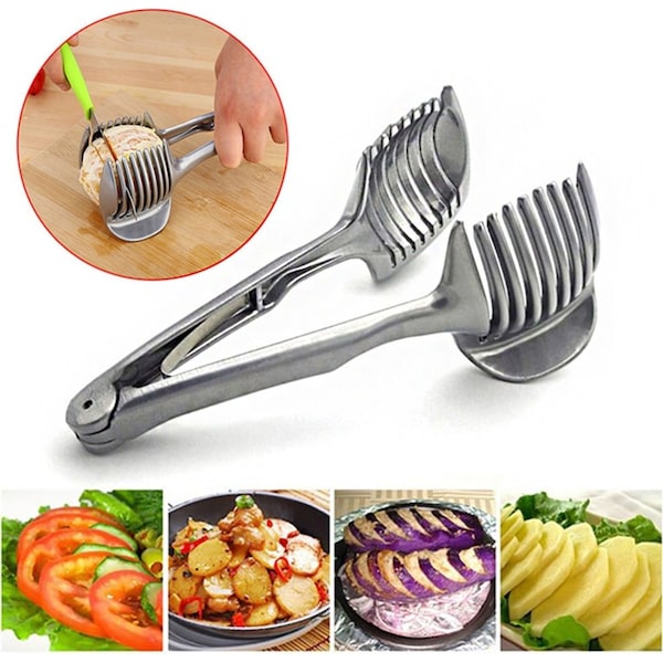 Aluminum Alloy Lemon Tomato Slice Clamp Vegetable Fruit Cutter Shredders
