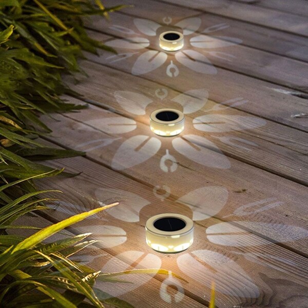 3 Pack LED Solar Outdoor Lights Flower Garden Landscape Step Porch Wall Lights