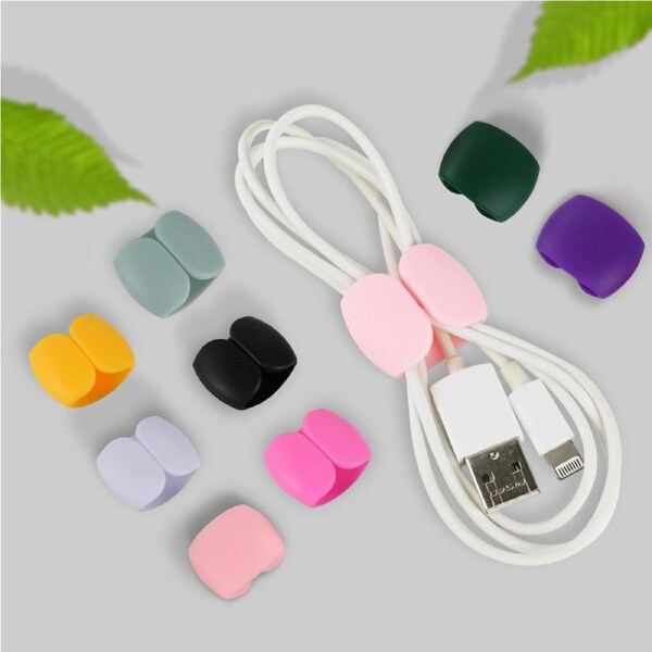 40Pcs Cable Winder Round Clip USB Charger Holder Desk Organizer