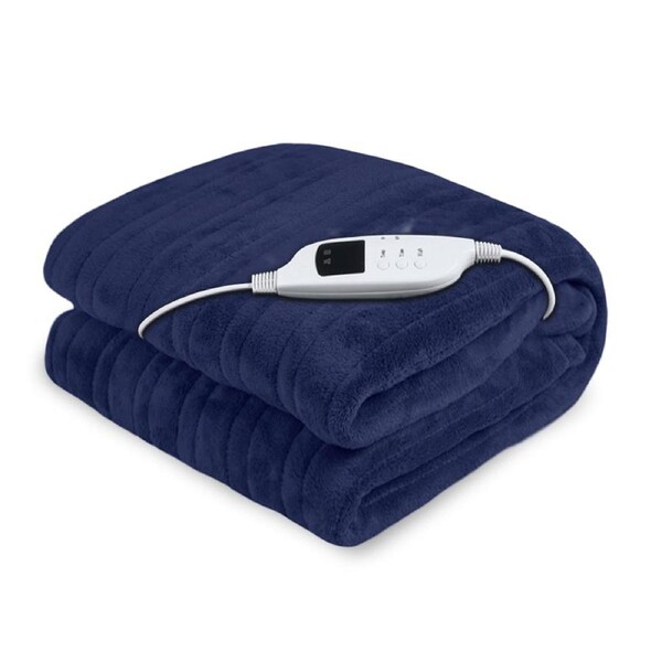 Laura Hill Heated Electric Blanket Throw Rug Warm Fleece Winter Blue