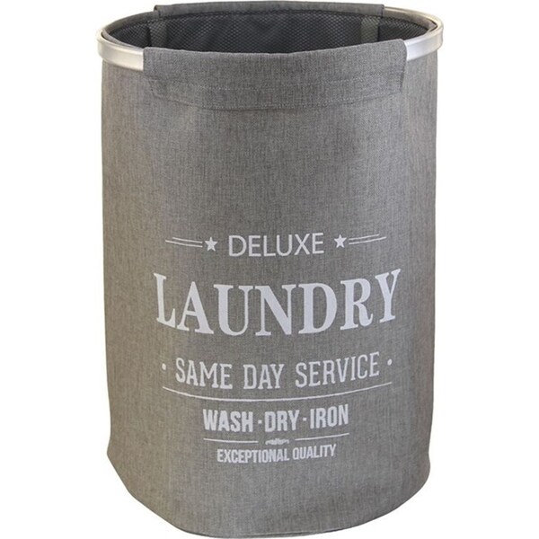 Butlers Capri Round Laundry Hamper Home Dirty Clothes Basket Bin Storage Coal