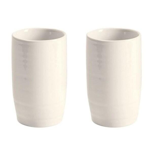 2x Butler 18x2cm Bathroom Ceramic Hush Tumbler Toothbrush/Paste Holder WHT