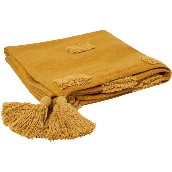 J.Elliot Quinn Textured 130x160cm Cotton Throw Blanket Sofa Decor Ochre & Jojoba