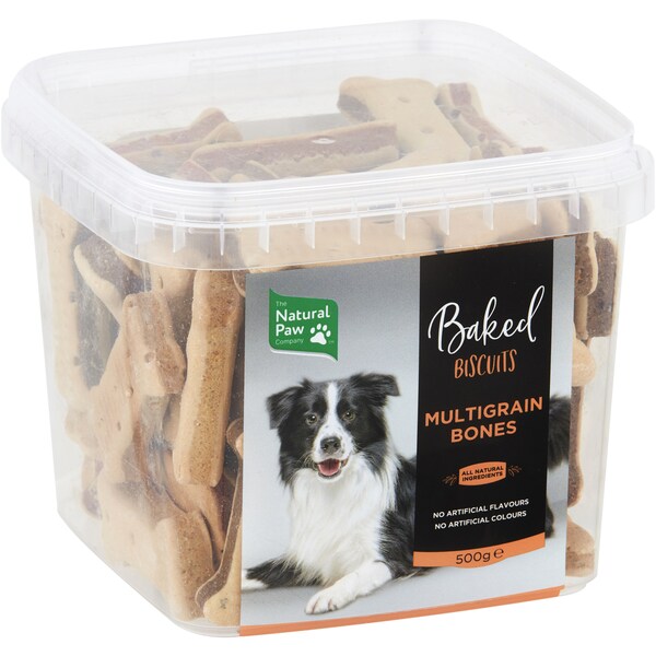 The Natural Paw Company Baked Dog Biscuits Multigrain Dog Bones 500g