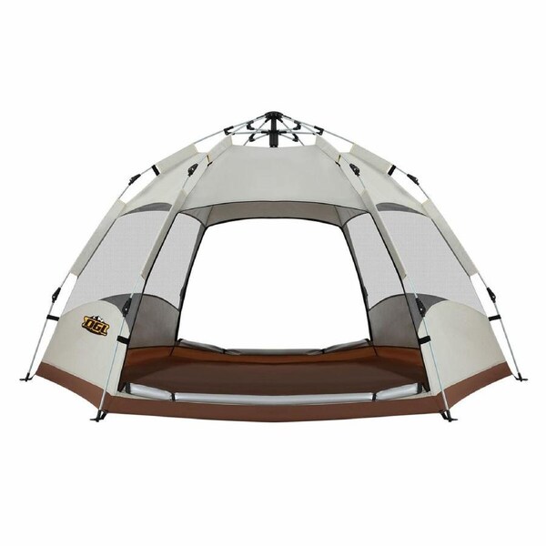4 Man Beach Tent Shelter Camping Pop Up Instant Dome Family Shade Hiking Sun Rain Picnic Outdoor 240x240x135cm Creamy White