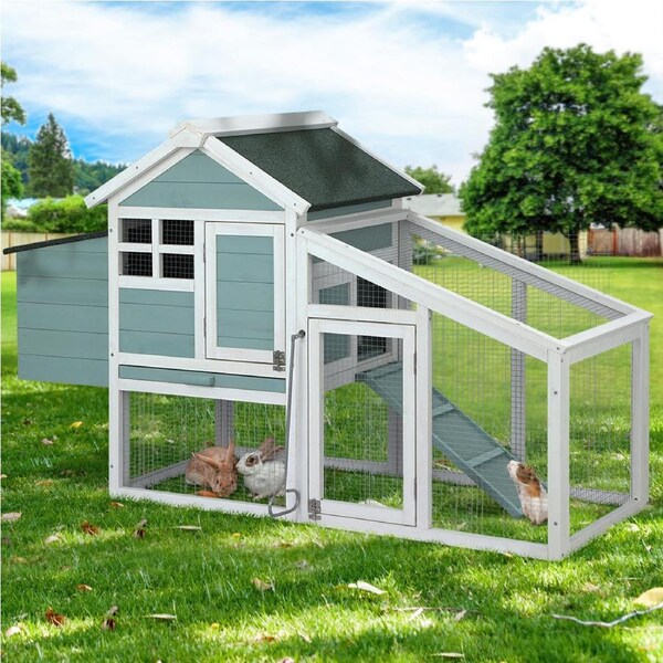 150cmx60cmx93cm i.Pet Chicken Coop Rabbit Hutch Large House Run Cage Wooden Outdoor Bunny