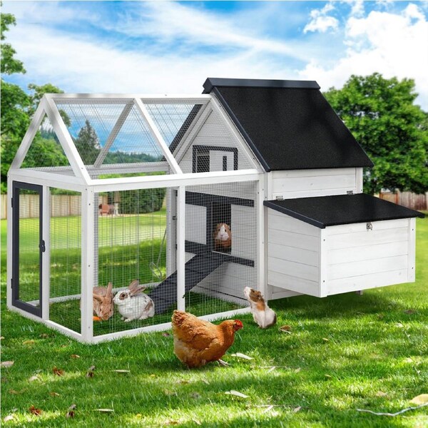 i.Pet Chicken Coop Rabbit Hutch 166cm x 120cm x 112cm Large House Run Cage XL Bunny Wooden