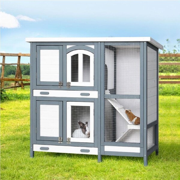 98cmx45cmx92cm i.Pet Rabbit Hutch Chicken Coop Large Wooden House Run Cage Bunny Guinea Pig