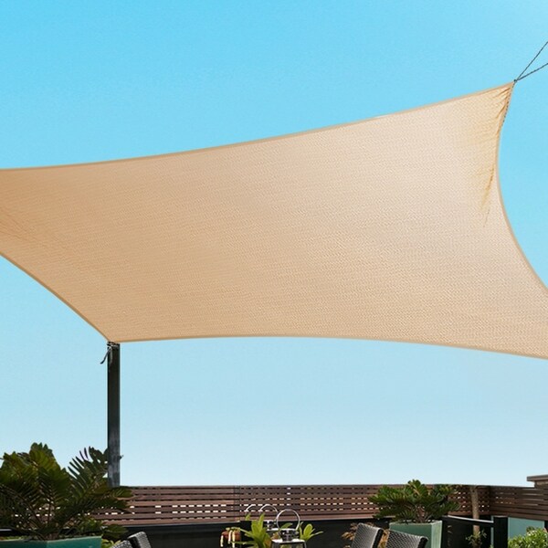 InstaHut Shade Sail 3x6m Rectangle 185GSM 95% Sand Shade Cloth