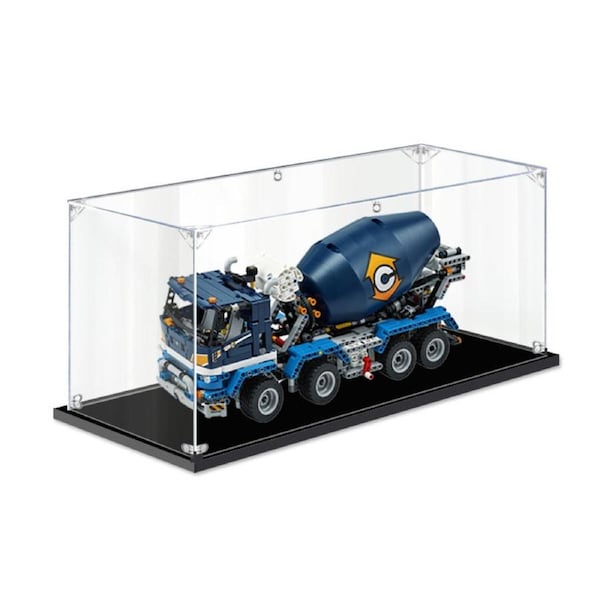 Acrylic Display Case for LEGO 42112 Technic Concrete Mixer Truck Figure Storage Box Dust Proof Glue Free