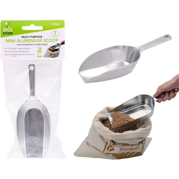 2 x Aluminium Scoop Flat Bottom Spoon Rice Cereal Coffee Food Flour Grain Metal