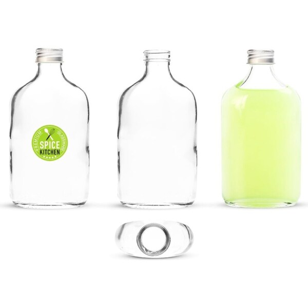 12 x 200ML Glass Water Bottle Juice Drink Screw Lid Kitchen Pantry Storage Jars