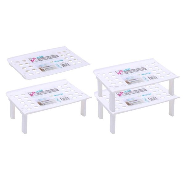 2 x Spice Shelf Cabinet Organiser Stackable Kitchen Pantry Storage Rack Holder