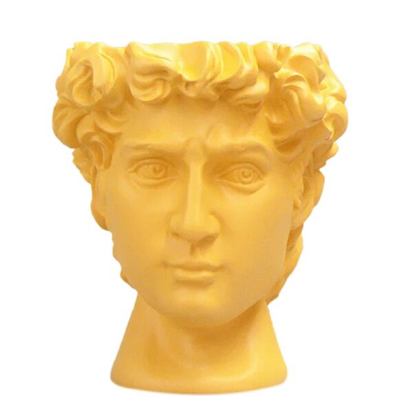 White Moose Resin 17x20cm David Vase/Plant Holder Home/Room Desk Decor Yellow