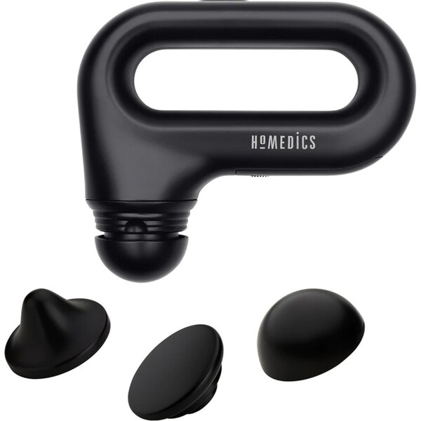 Homedics Handheld Mini Portable Vibration Body Massager 13cm Black w/Attachments