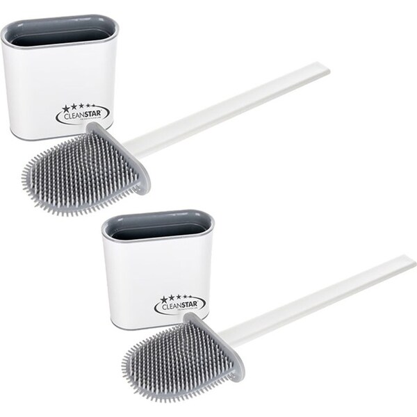 2x Cleanstar Flexible Silicone Toilet/Bathroom Multi-Purpose Cleaning Brush 36cm