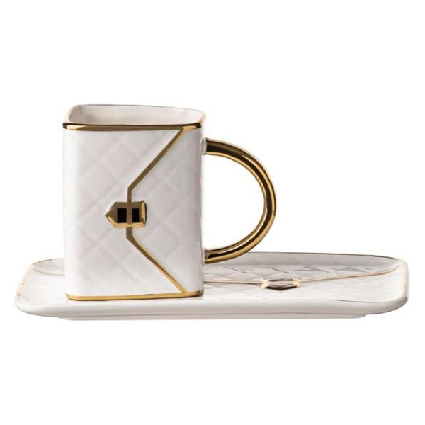 Ladelle Kitchen Tea Cup and Saucer Designer Delight Bag White