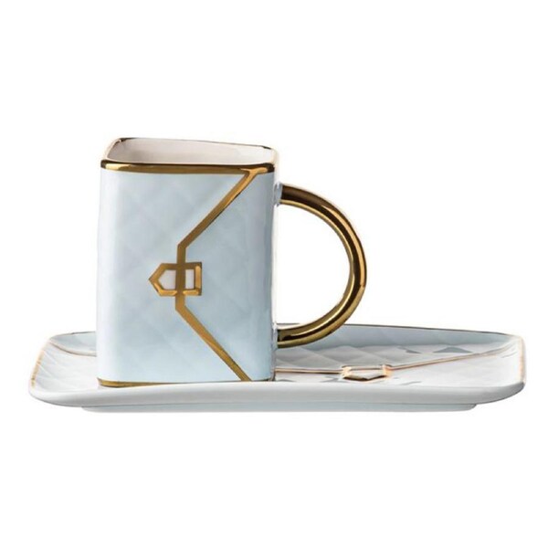 Ladelle Kitchen Tea Cup and Saucer Designer Delight Bag Blue