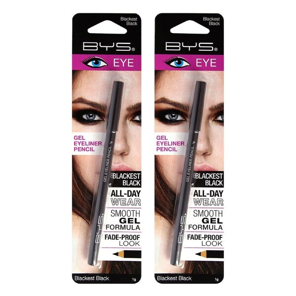 2PK BYS 1g Gel Eyeliner Pencil Fade-Proof All-Day Wear Makeup Beauty Blackest BK