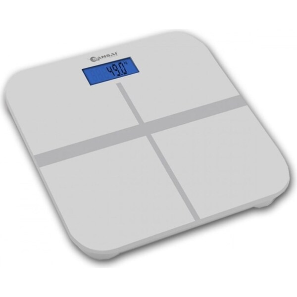 Sansai White Digital Personal Bathroom Scale Precision Glass Body Weight Measure