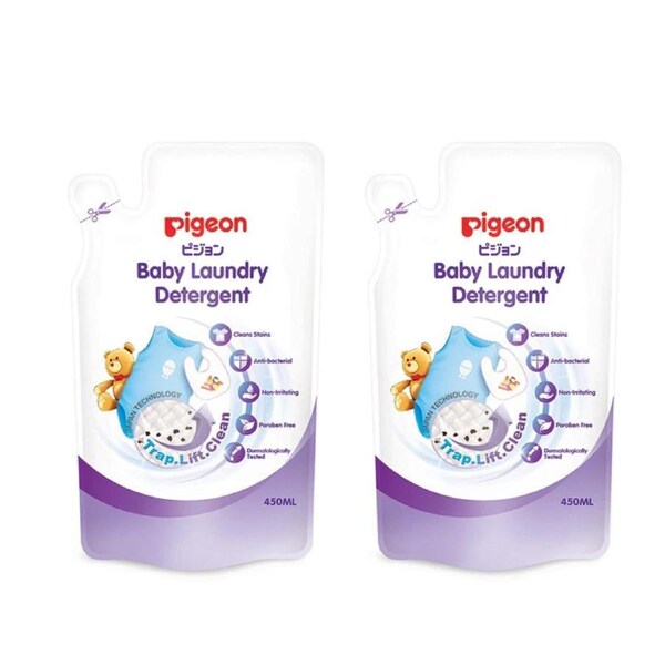 2x Pigeon 450ml Refill Anti-bacterial Baby Laundry Detergent Liquid Clothes