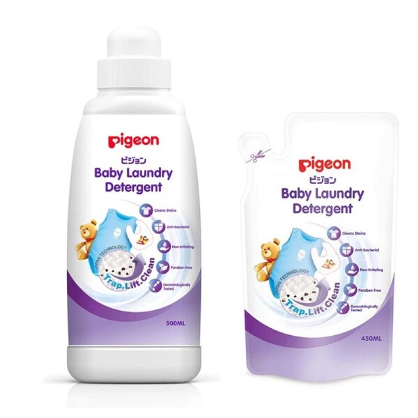 Pigeon 500ml & 450ml Refill Anti-bacterial Baby Laundry Detergent Liquid Clothes