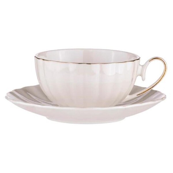 Ladelle Kitchen Tea Cup and Saucer Parisienne Pearl White