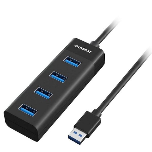 mbeat 4-Port USB 3.0 Hub Black 5Gbps, Plug-and-play, Compact Design, Lightweight [MB-U3H-4K]