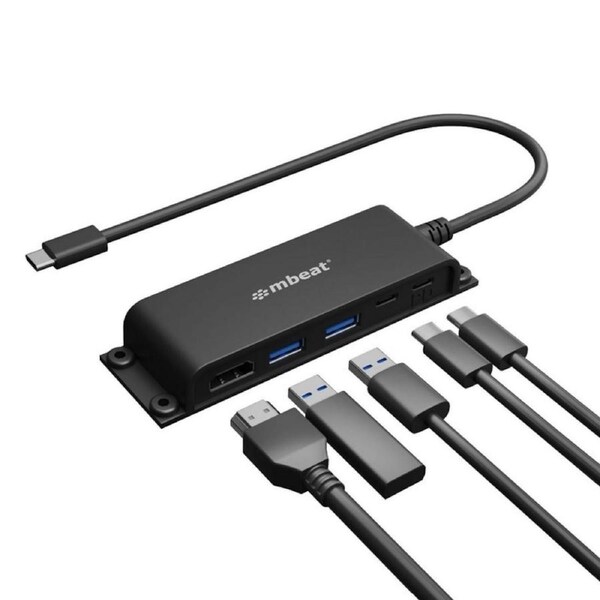 mbeat Mountable 5-Port USB-C Hub Supports 4K HDMI video out and 60W Power Delive [MB-HUB-E05]