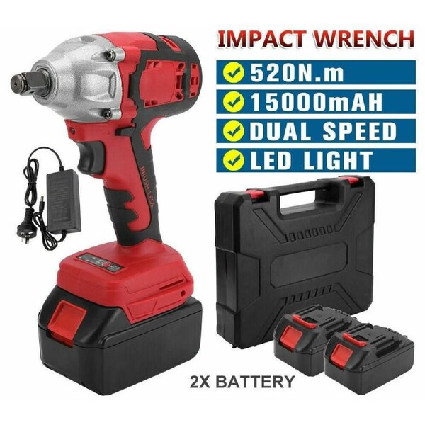 Cordless Power Impact Wrench Brushless Rattle Gun Drill Tool Socket w/ 2 Battery