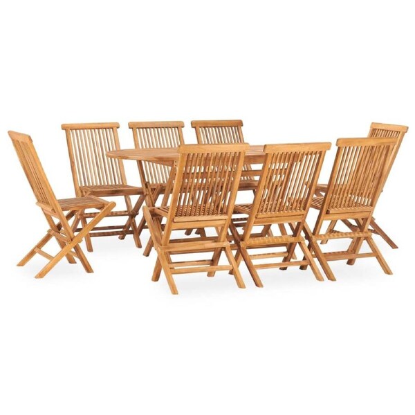 9 Piece Folding Outdoor Dining Set Solid Wood Teak vidaXL