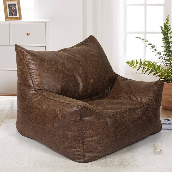 Marlow Bean Bag Cover PU Leather 330L Dark Brown