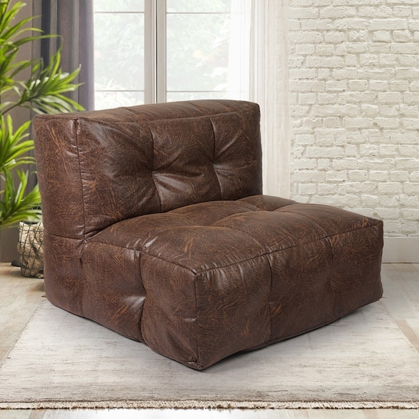 Marlow Modular Bean Bag Cover PU Leather Durable Retro Brown