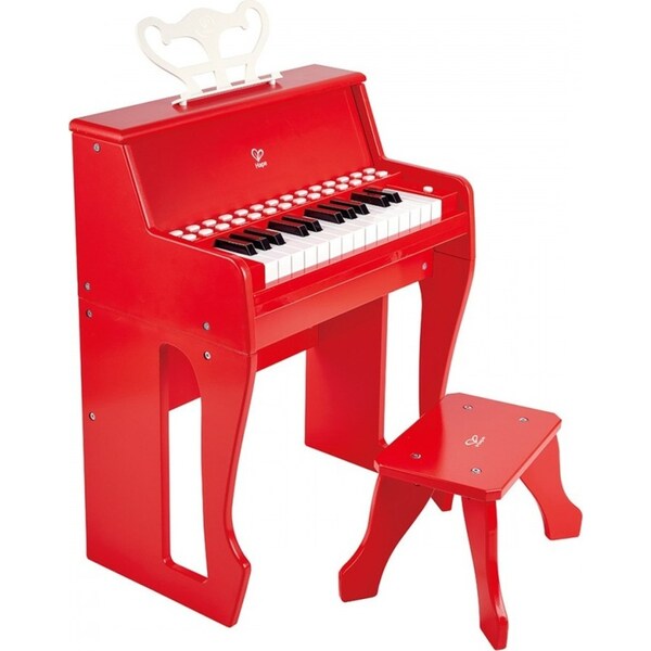 Hape Learn With Lights Mini Piano w/ Stool Kids/Childrens Musical Toy 3y+ Red