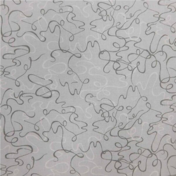 Quilting Patchwork Cotton Sewing Fabric Grey Squiggles 1 Meter
