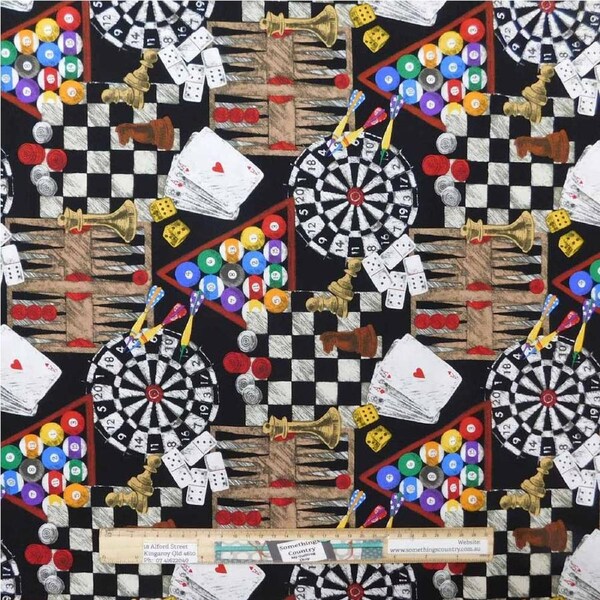 Quilting Patchwork Cotton Sewing Fabric Man Cave Sports 1 Meter