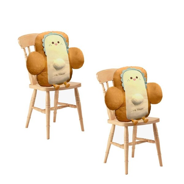 SOGA 2X 58cm Cute Face Toast Bread Cushion Stuffed Car Seat Plush Cartoon Back Support Pillow Home Decor