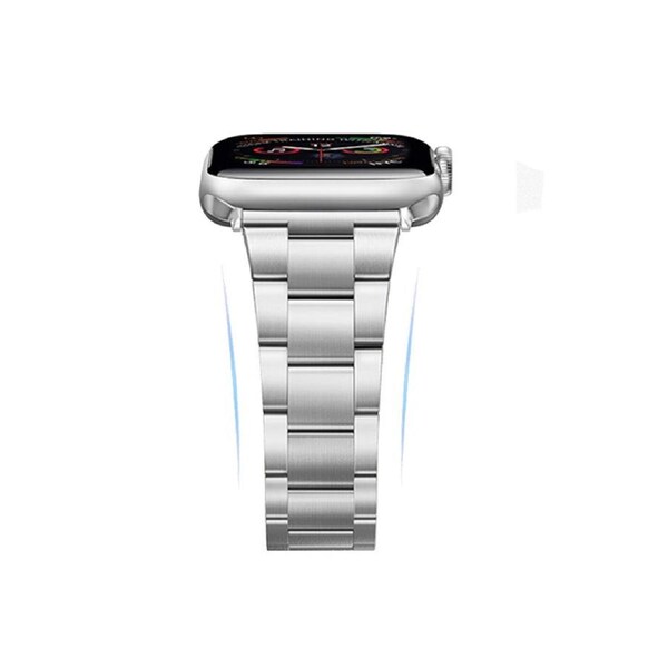 Stainless Steel Link Bracelet Band - The Sydney in Stainless Steel Large - Compatible with Apple Watch Size 42mm to 45mm