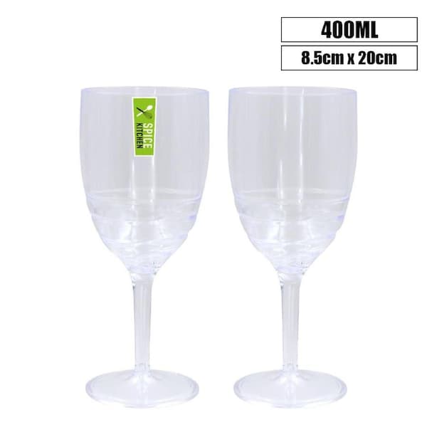 6PK 400ML Plastic Wine Glasses Drinking Cups Party Reusable Drinkware Glass