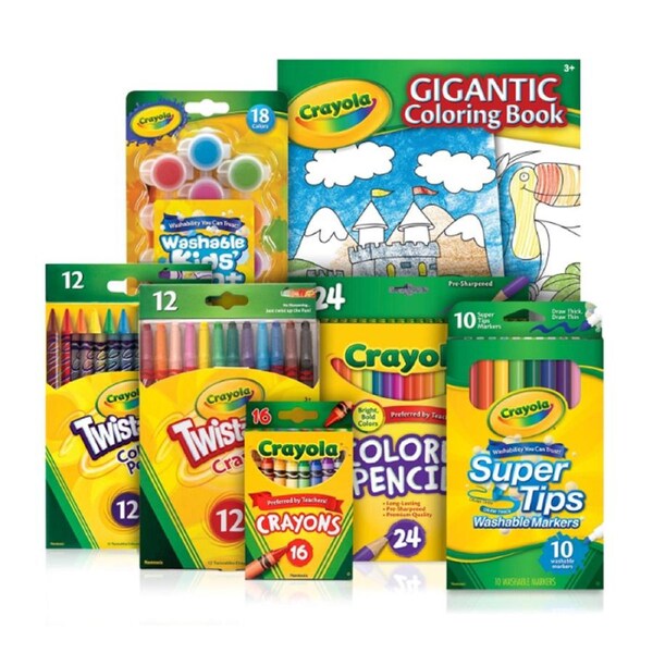 Crayola Boredom Buster Pack w/Crayons/Markers/Pencils/Paint Set Kids Drawing