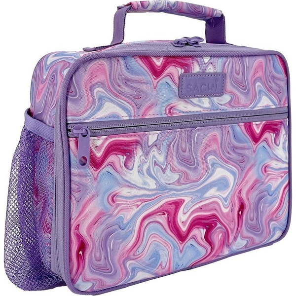 Sachi Style 321 Insulated 26cm Lunch Bag Storage w/ Bottle Holder Marble Swirls