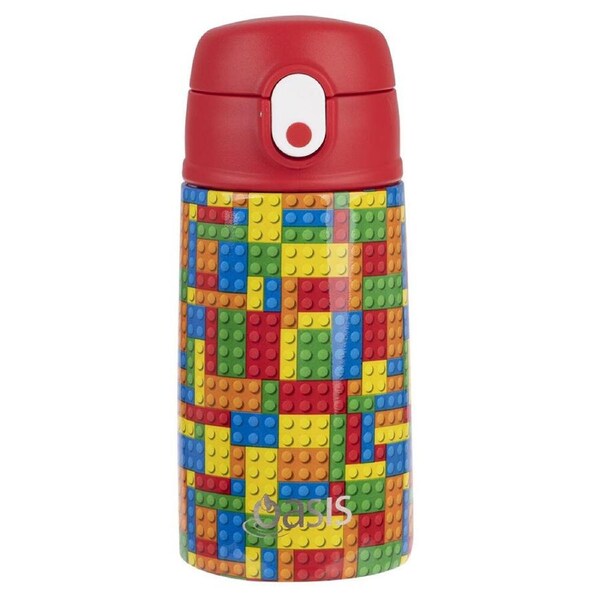 Oasis Double Wall Insulated Kids 400ml Drinking Bottle Stainless Steel Bricks