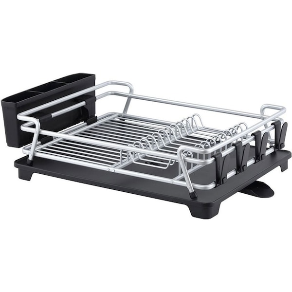 D.Line Pinnacle 53cm Aluminium Dish Wash Rack Organiser w/ Draining Port Black